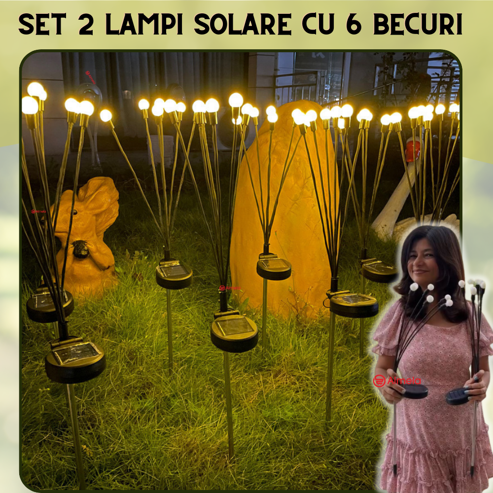 Set 2 Lampi Solare Tip Licurici Cu 6 Becuri