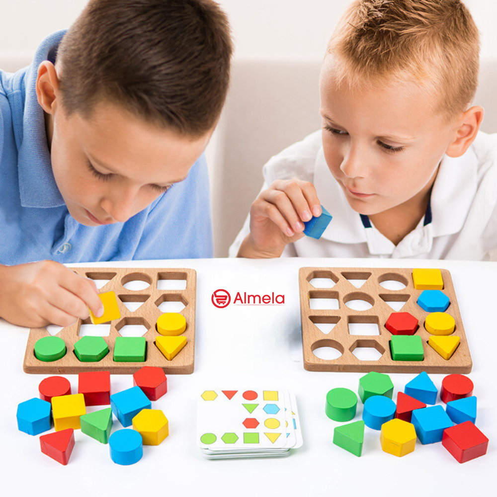 Set Puzzle Geometric Montessorii pentru Copii